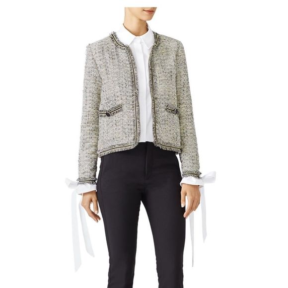 cupcakes & cashmere Belicia Fringe Jacquard Grey Jacket - Picture 2 of 13